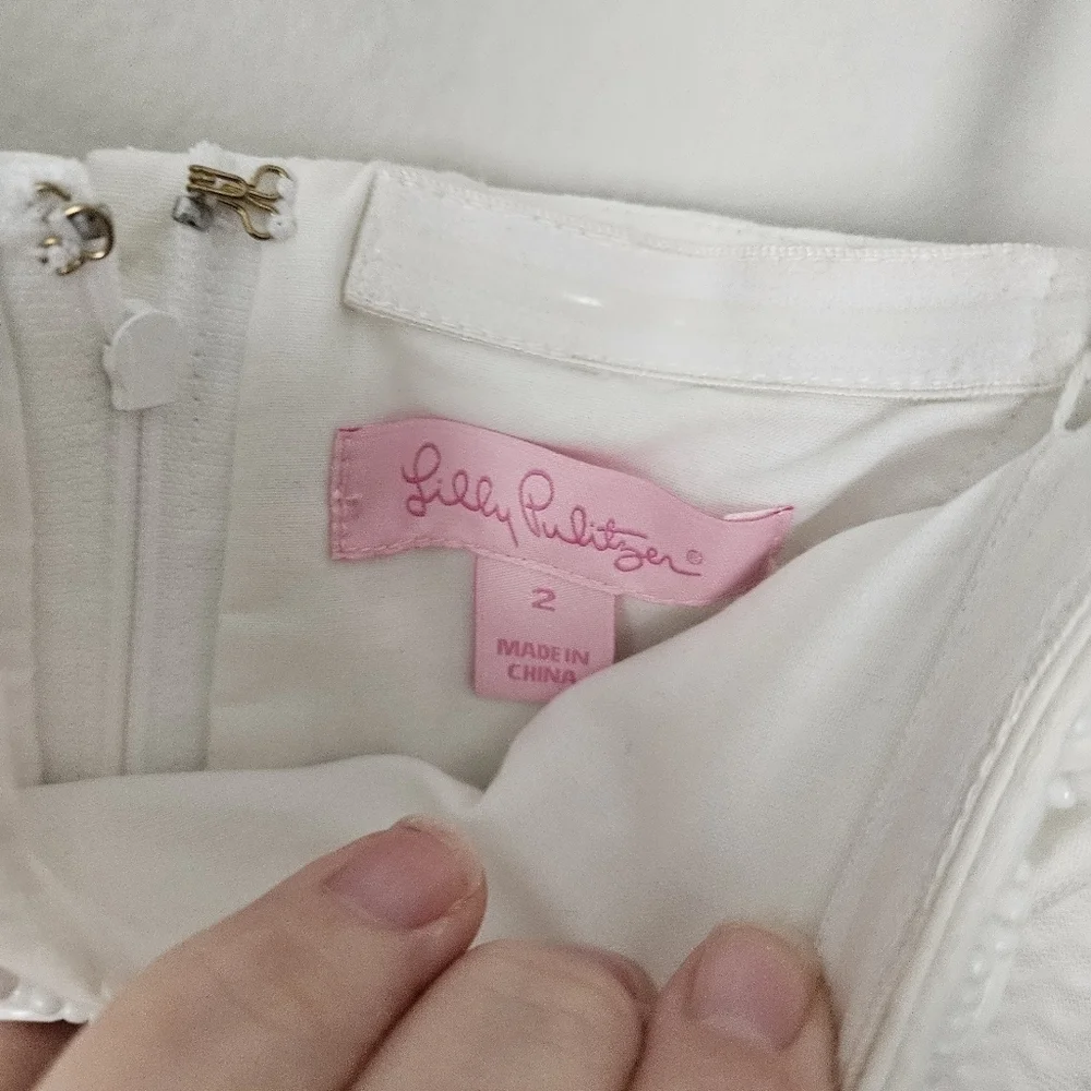 LILLY PULITZER nectar orange Lace on the Docks strapless Bowen dress Size 2 - Picture 7 of 9